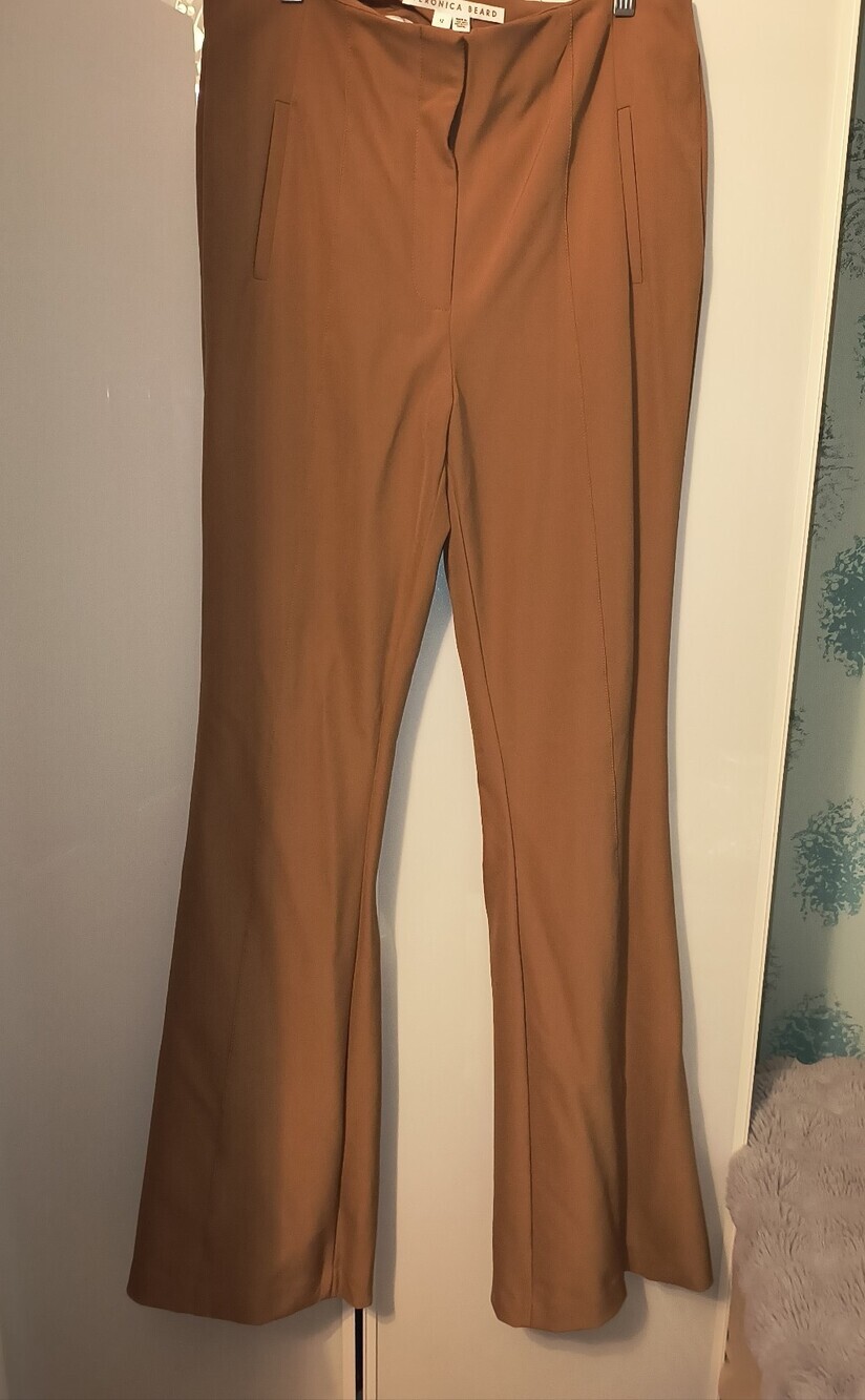 Veronica Beard cognac Flare  Pants Sz 12 - Picture 2 of 7